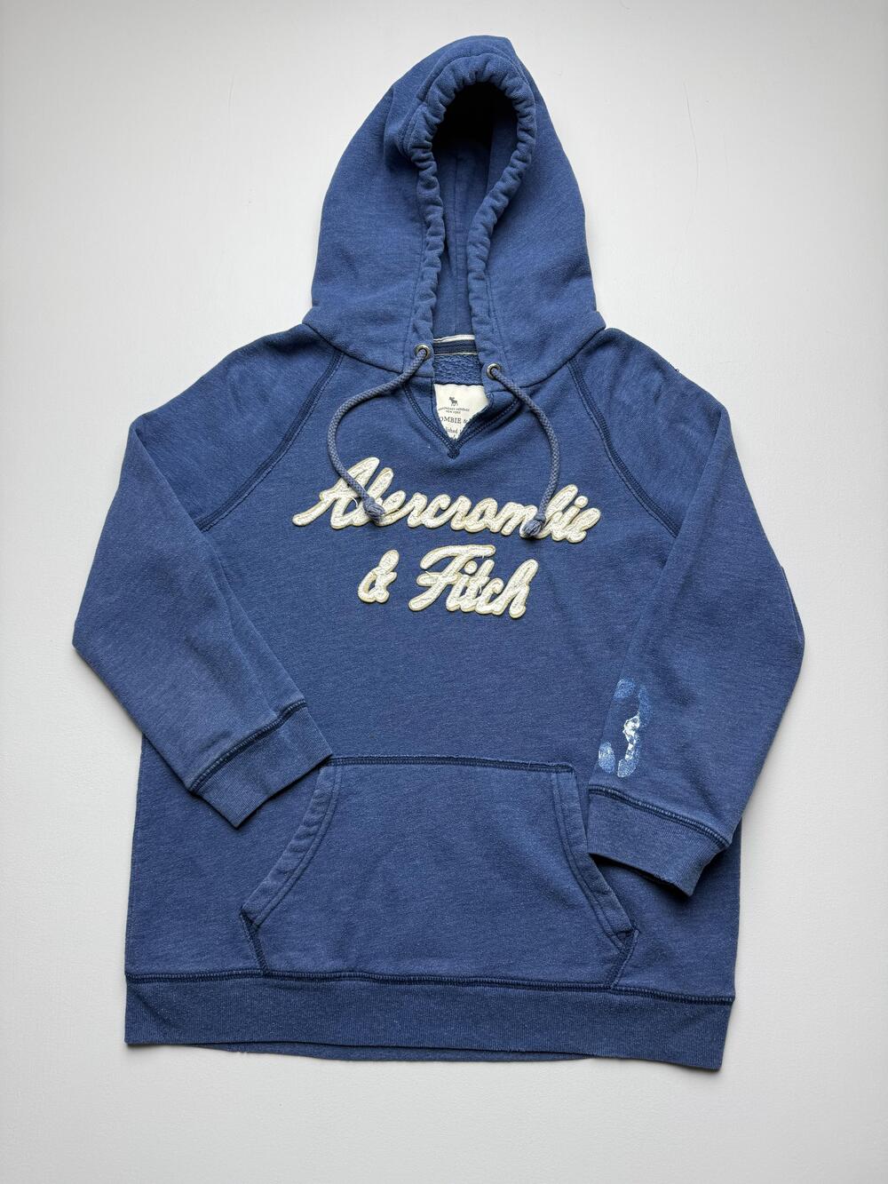 Abercrombie & Fitch Hoodie Sweatshirt Womens Large Blue Pullover Fleece Logo Y2K